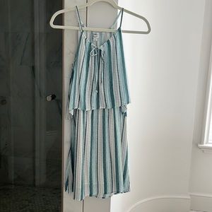 Splendid turquoise striped sleeveless 2 layer tiered dress. Size XS